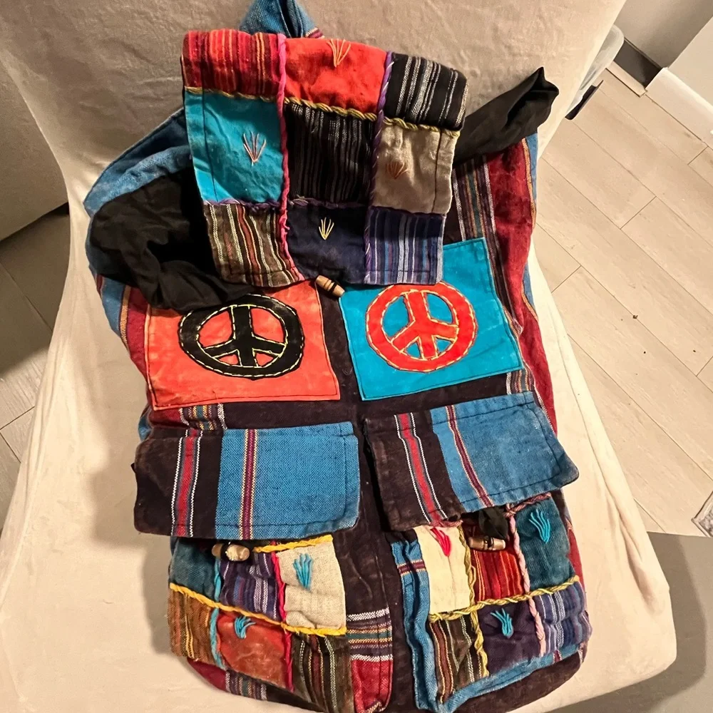 Patchwork‎ Peace Sign Backpack 100% cotton